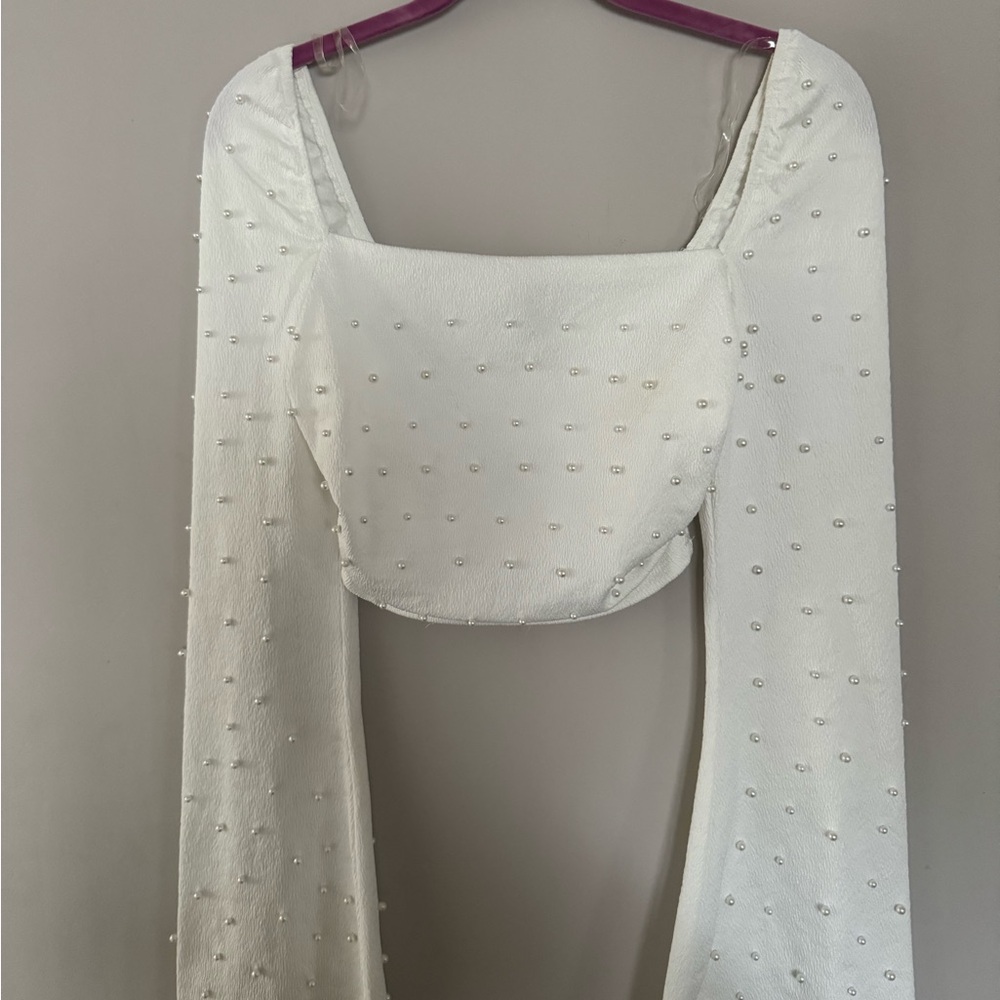 Windsor White Pearl Crop Top